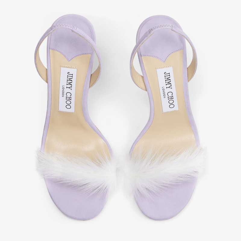 "72318"
Lilac Suede Sandal with Feather Embellishment 5