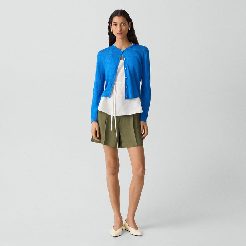Theory Crewneck Cardigan in Linen Knit outlook