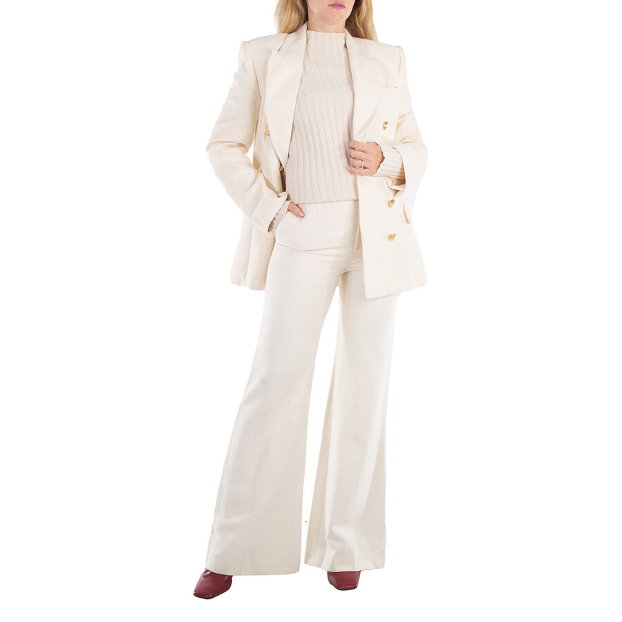 Chloe Ladies Coconut Milk High-Waisted Flared Trousers - 6
