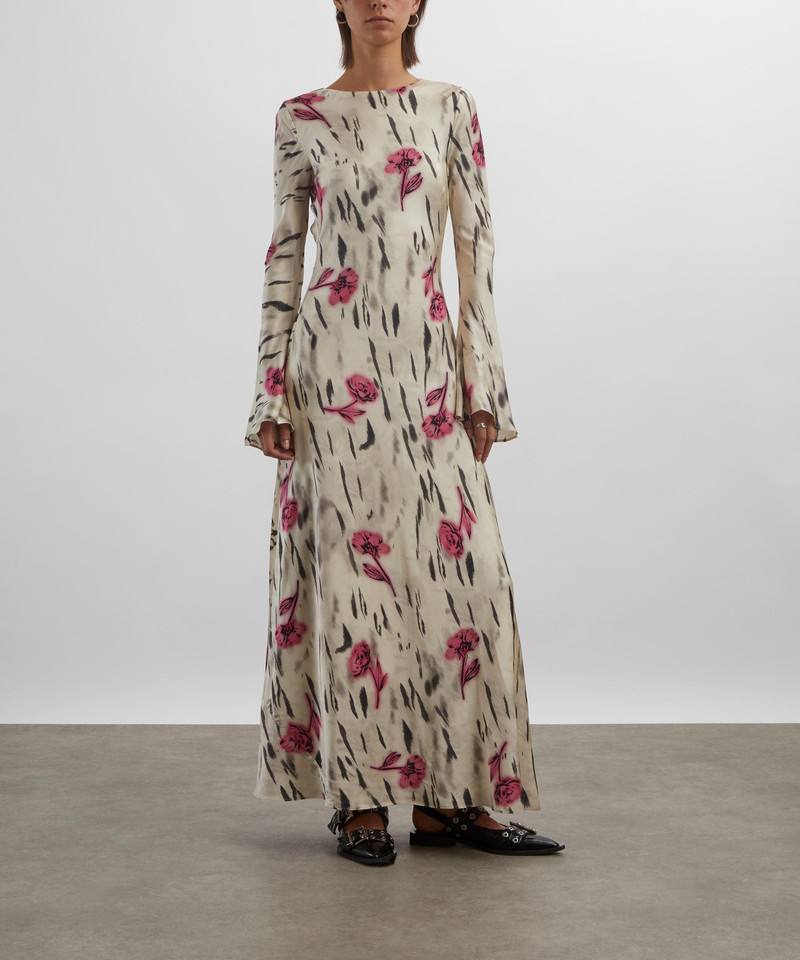 GANNI Floral Satin Maxi Dress outlook