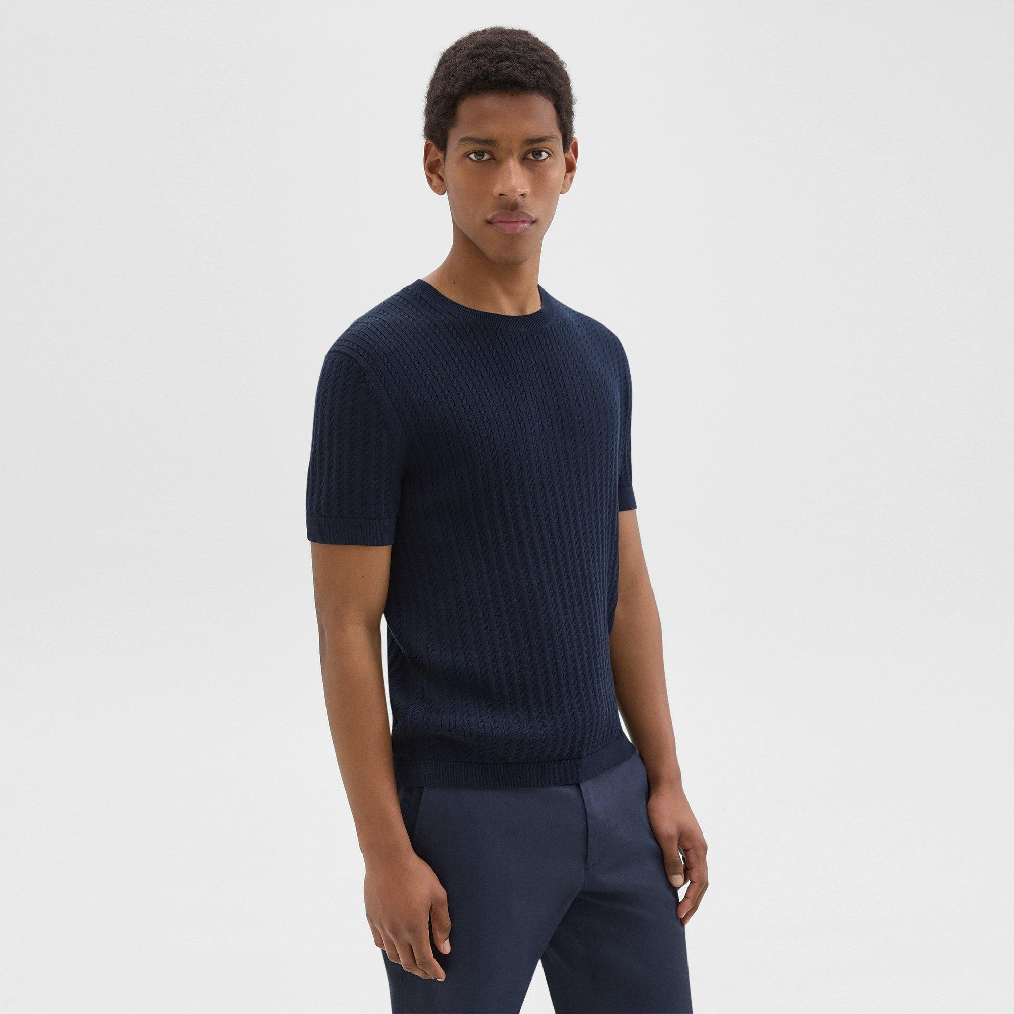 Cable Knit Tee in Cotton - 3