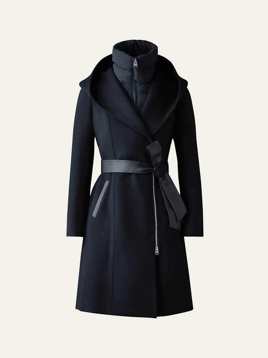 Shia 2-in-1 Double-Face Wool Coat with Removable Bib - 1