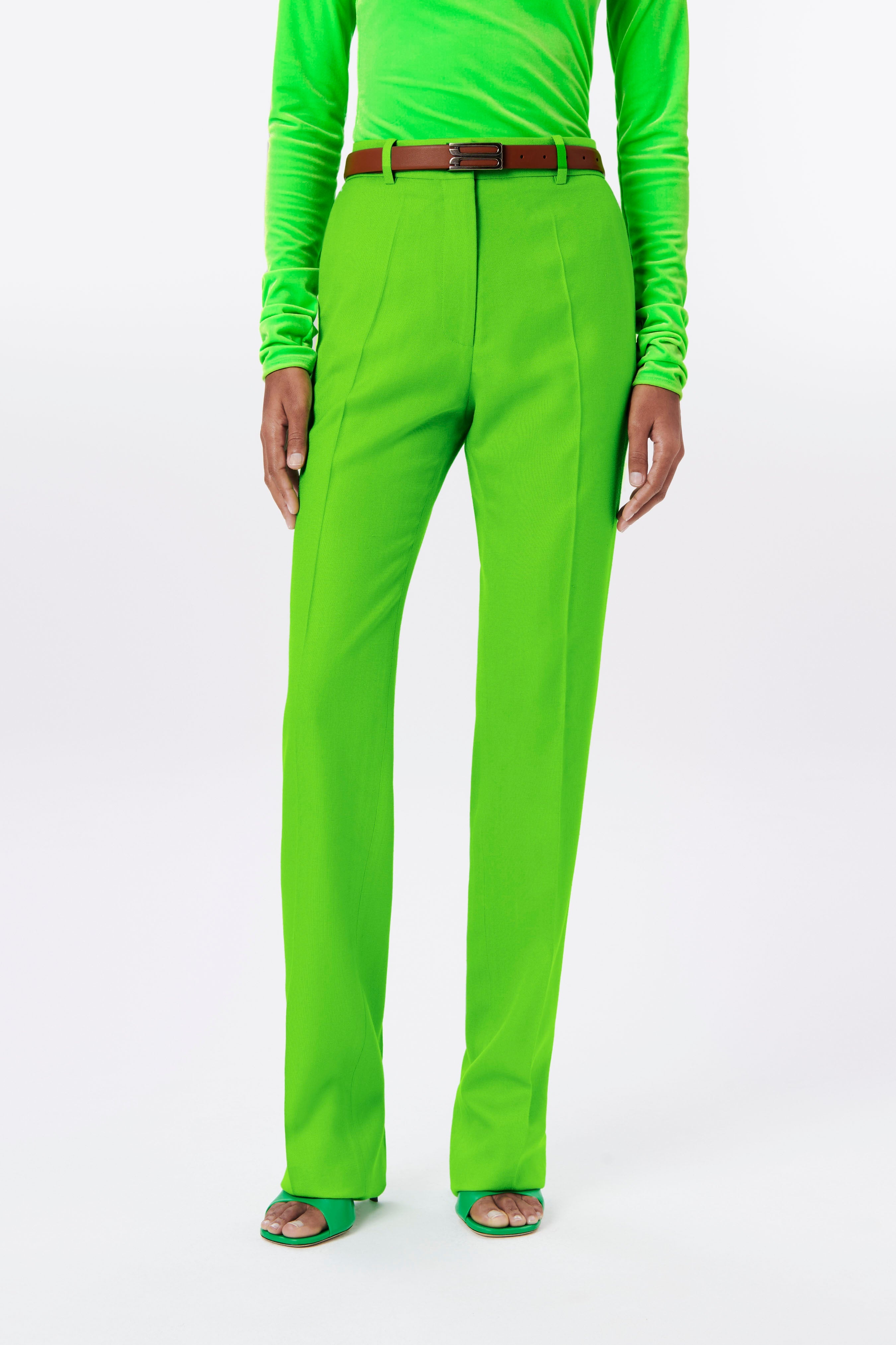 Tailored Slim-Leg Trouser in Apple Green - 3
