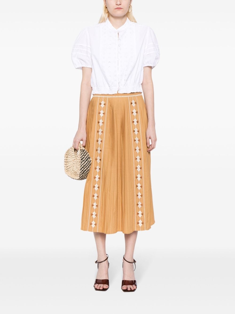 Sabina embroidered cotton-poplin skirt - 2