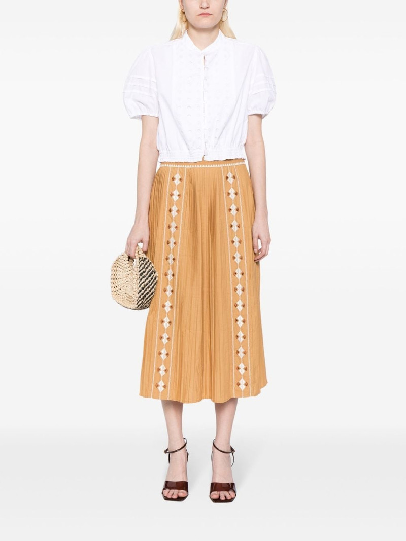 ULLA JOHNSON Sabina embroidered cotton-poplin skirt outlook