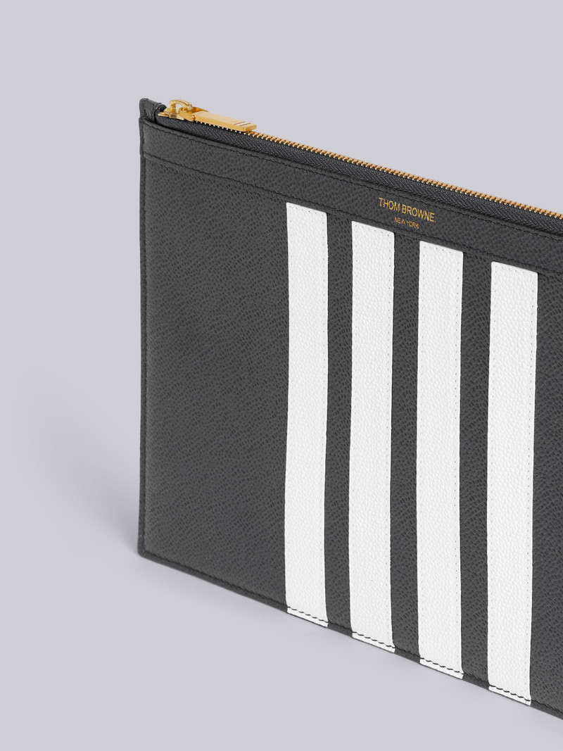 Thom Browne Dark Grey Pebbled Calfskin 4-Bar Applique Small Document Holder outlook