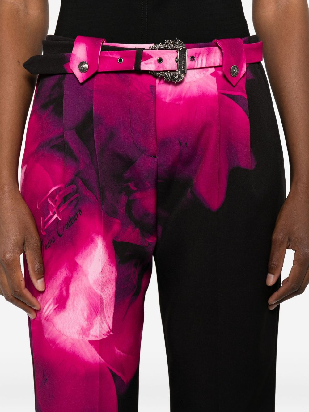 floral-print belted trousers - 5