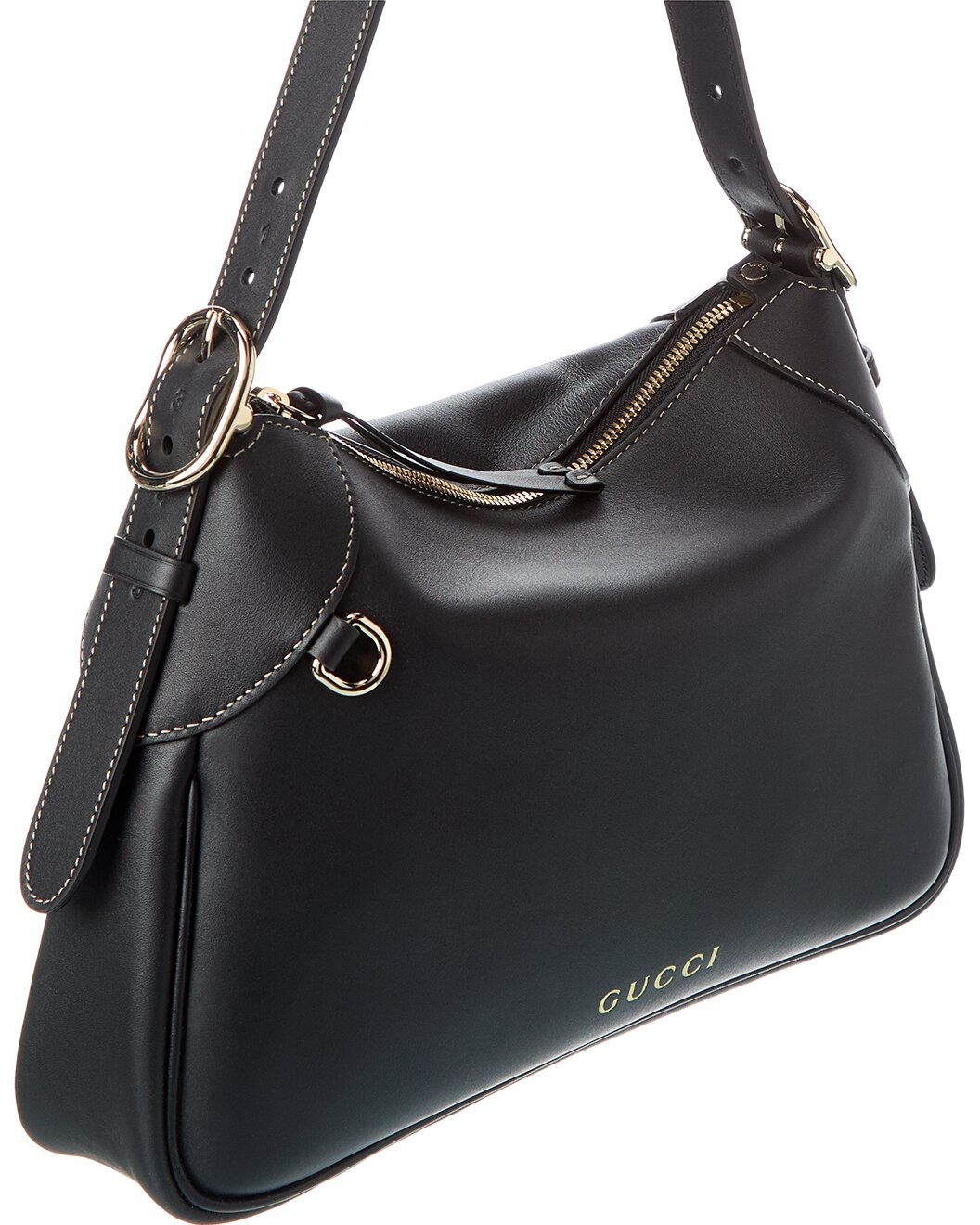 Gucci GG Emblem Leather Hobo Bag - 3