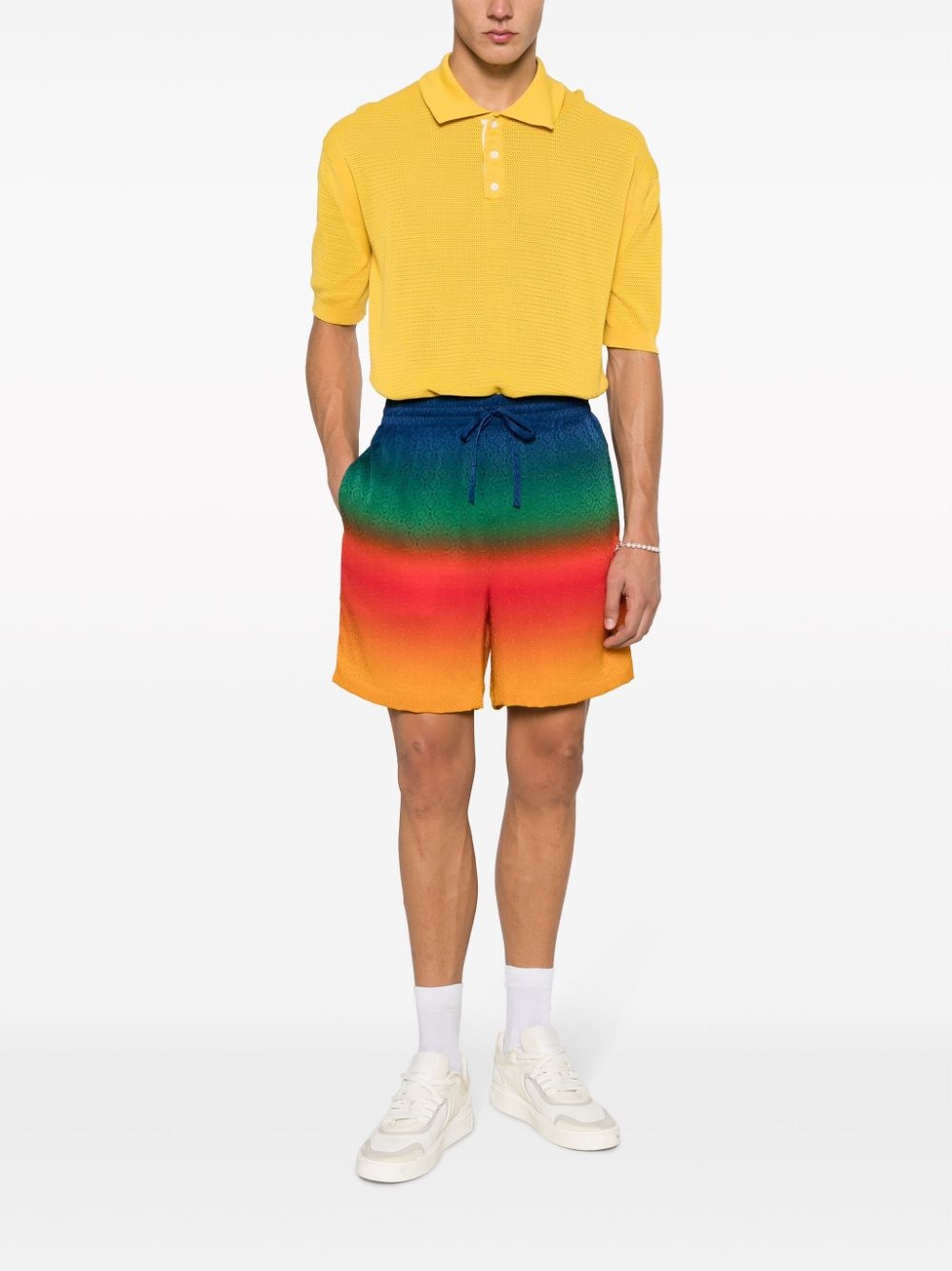 rainbow-ombré silk track shorts - 2