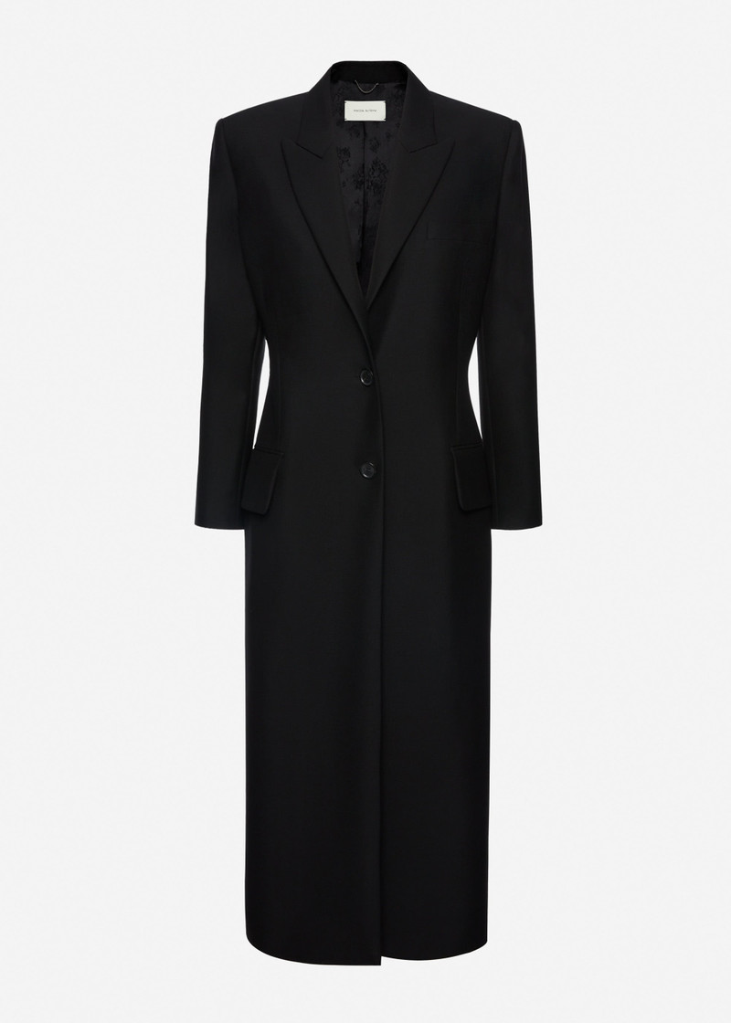 Single-breasted wool and mohair coat in black 1