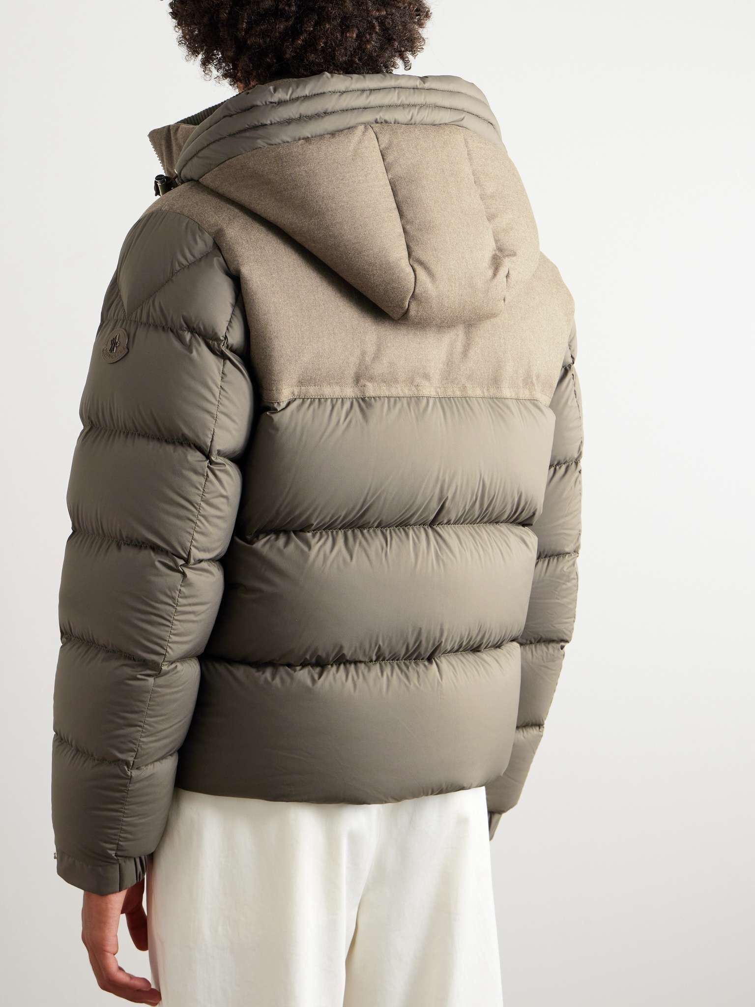 Mussala Logo-Appliquéd Flannel and Quilted Shell Down Hooded Jacket - 4