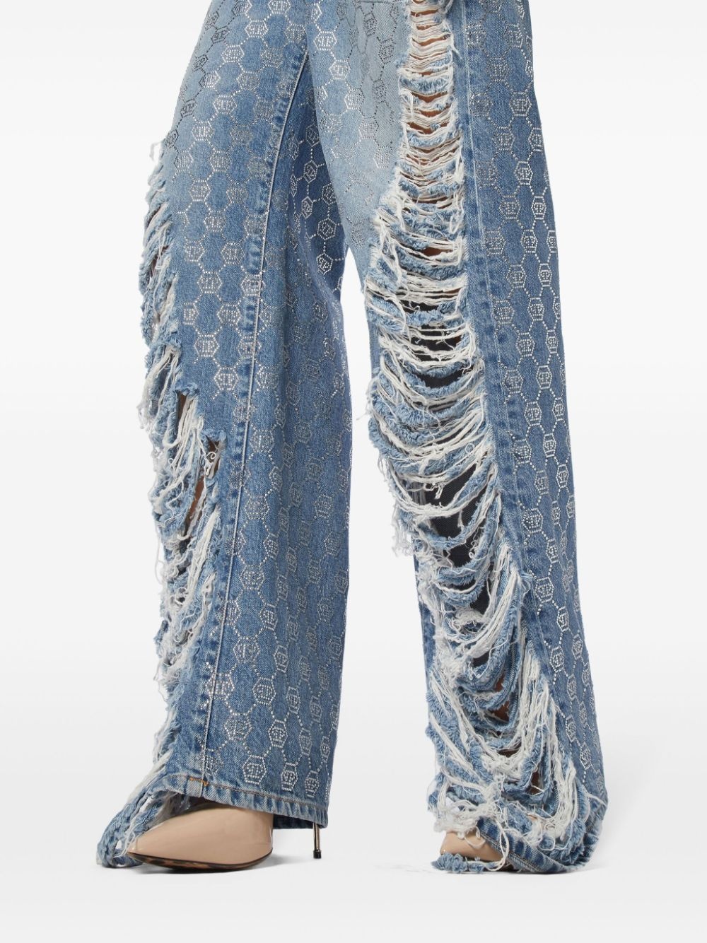 monogram strass jeans - 5