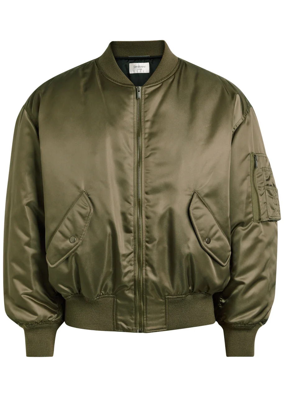 Saint Laurent Padded Satin Bomber Jacket - 1