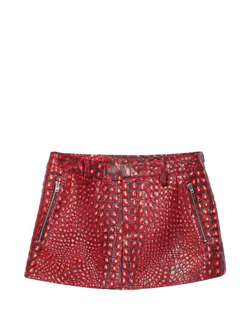 zip textured leather skirt 1