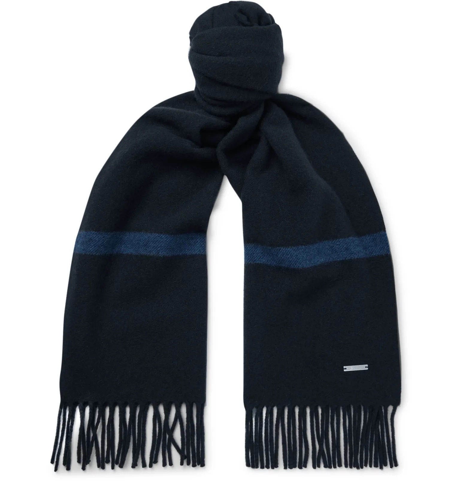 Fringed Striped Baby Cashmere Scarf - 4