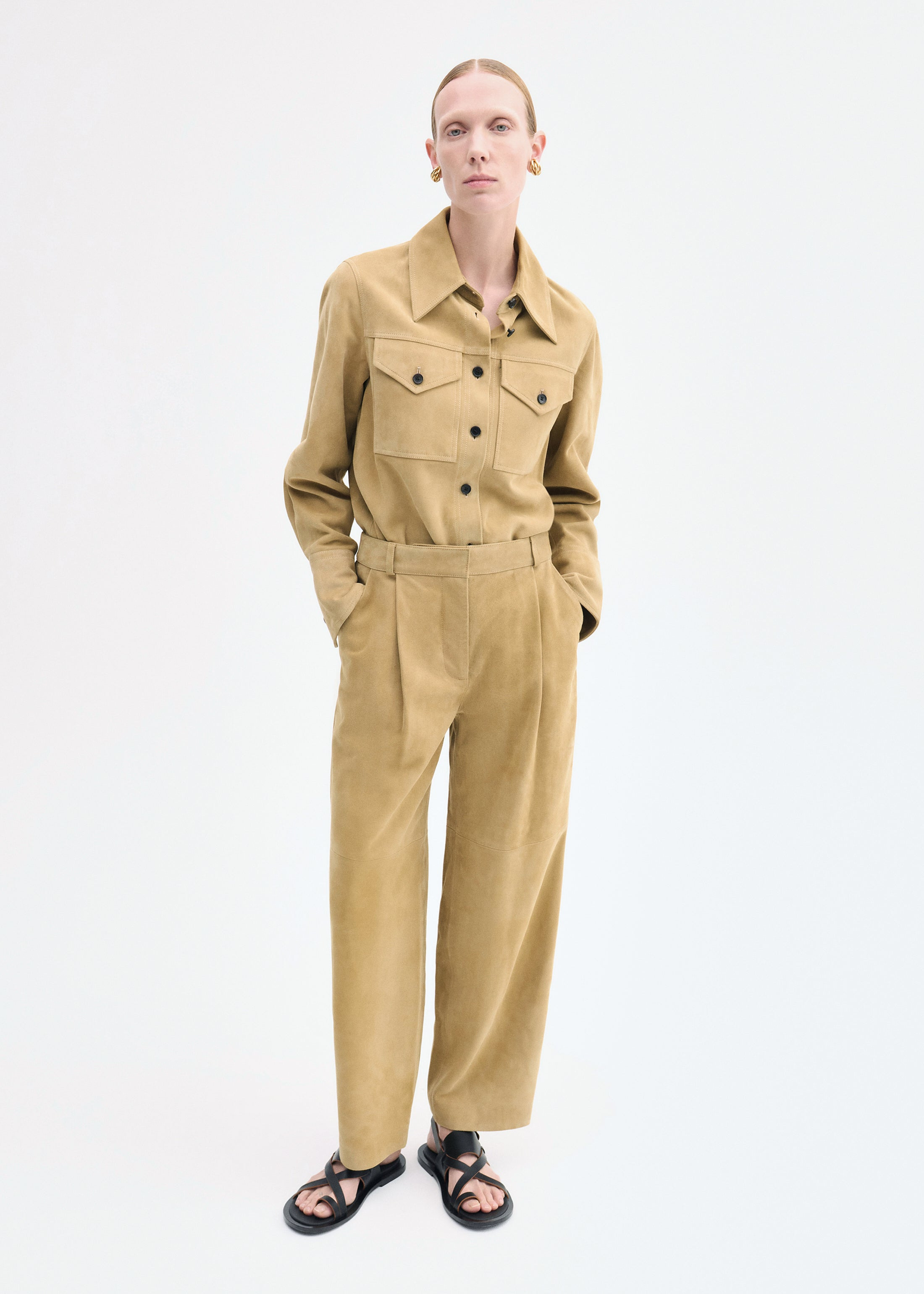 Curved Trouser in Suede - 2