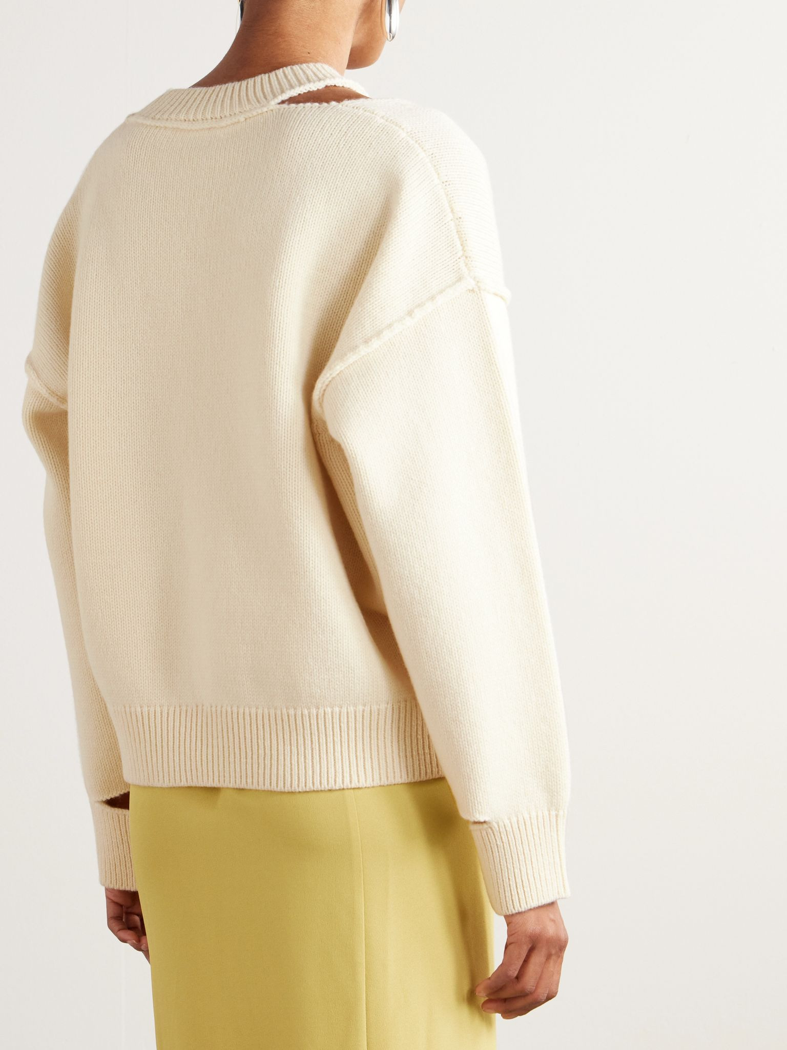 Cutout wool and cashmere-blend sweater Off-white - 4