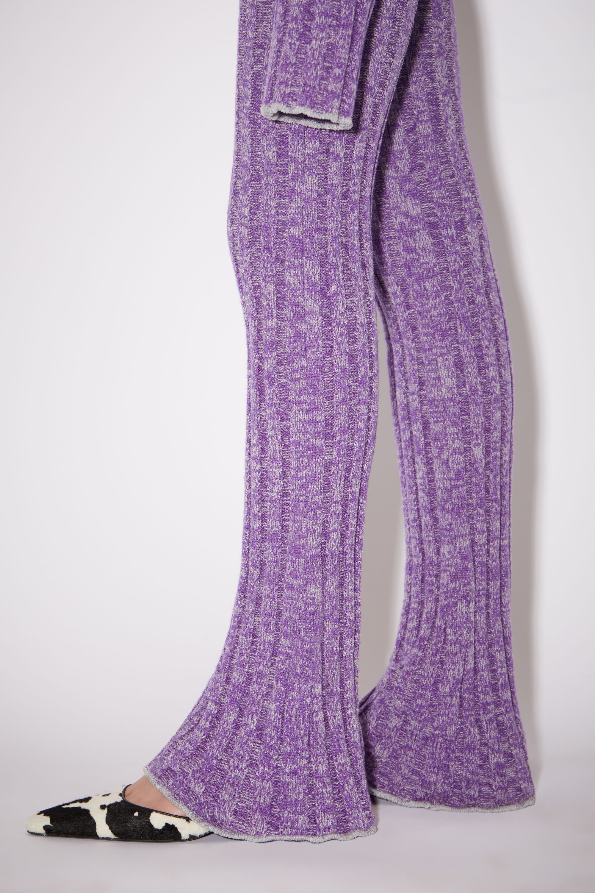 Ribbed knit trousers - Purple/grey - 5