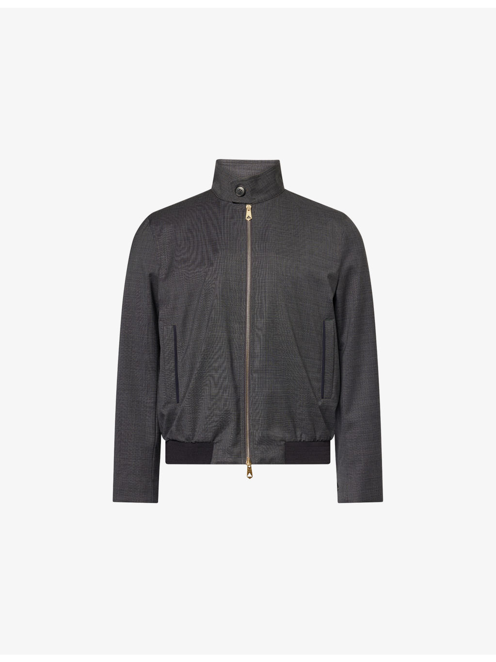 Check Regular-Fit Wool Bomber Jacket - 1