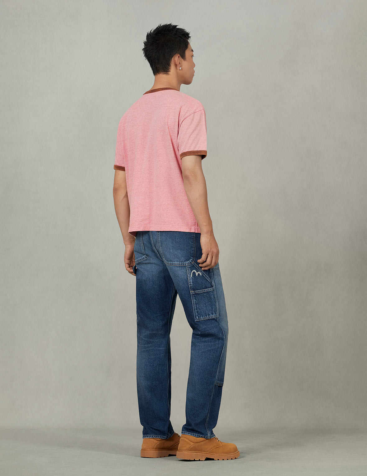 Washed Seagull and Logo Print Regular Fit Ringer T-shirt - 8