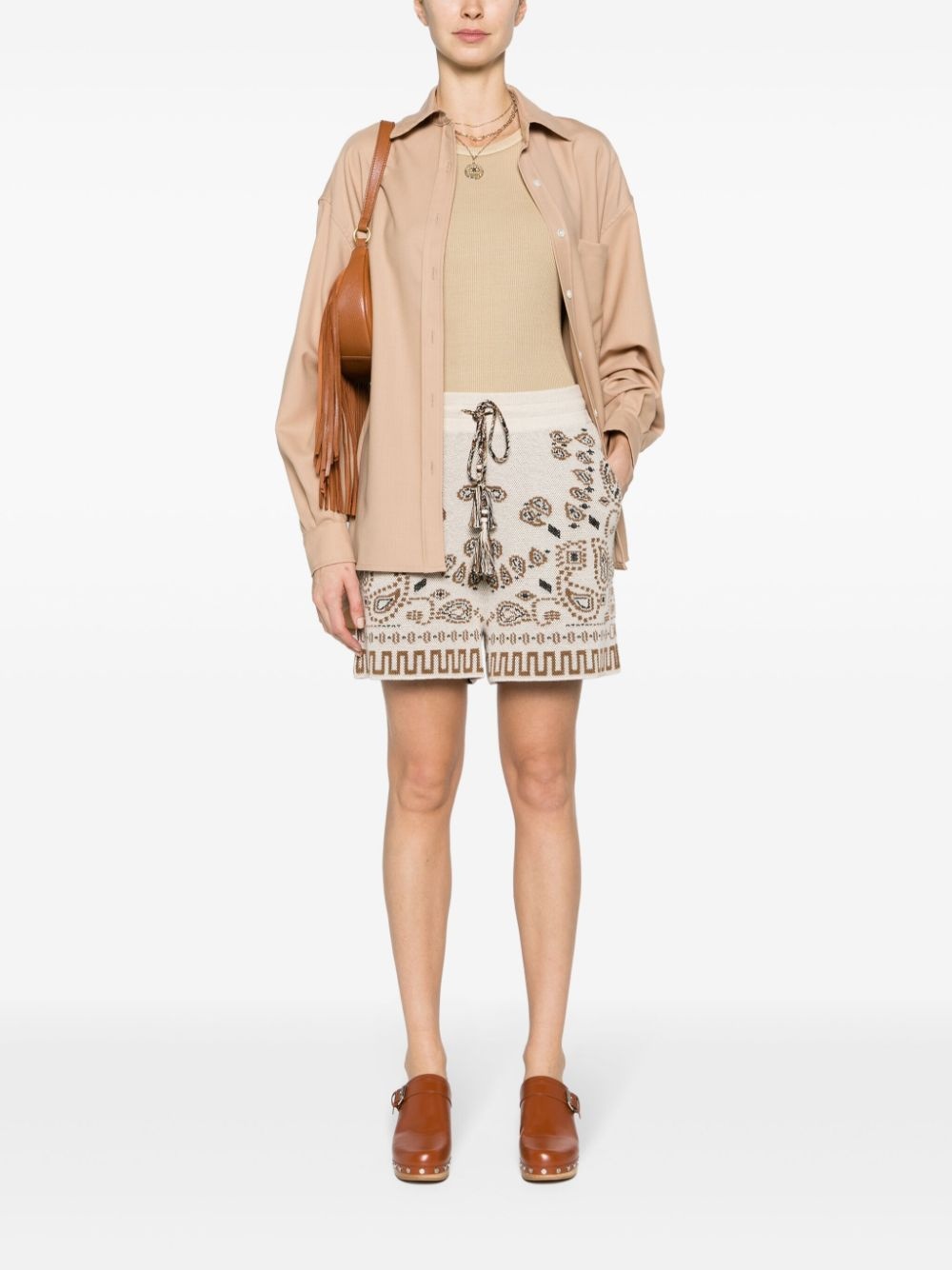 bandana-jacquard cotton-piquÃ© shorts - 2