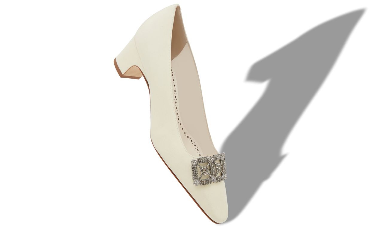 Cream Crepe De Chine Pumps - 2