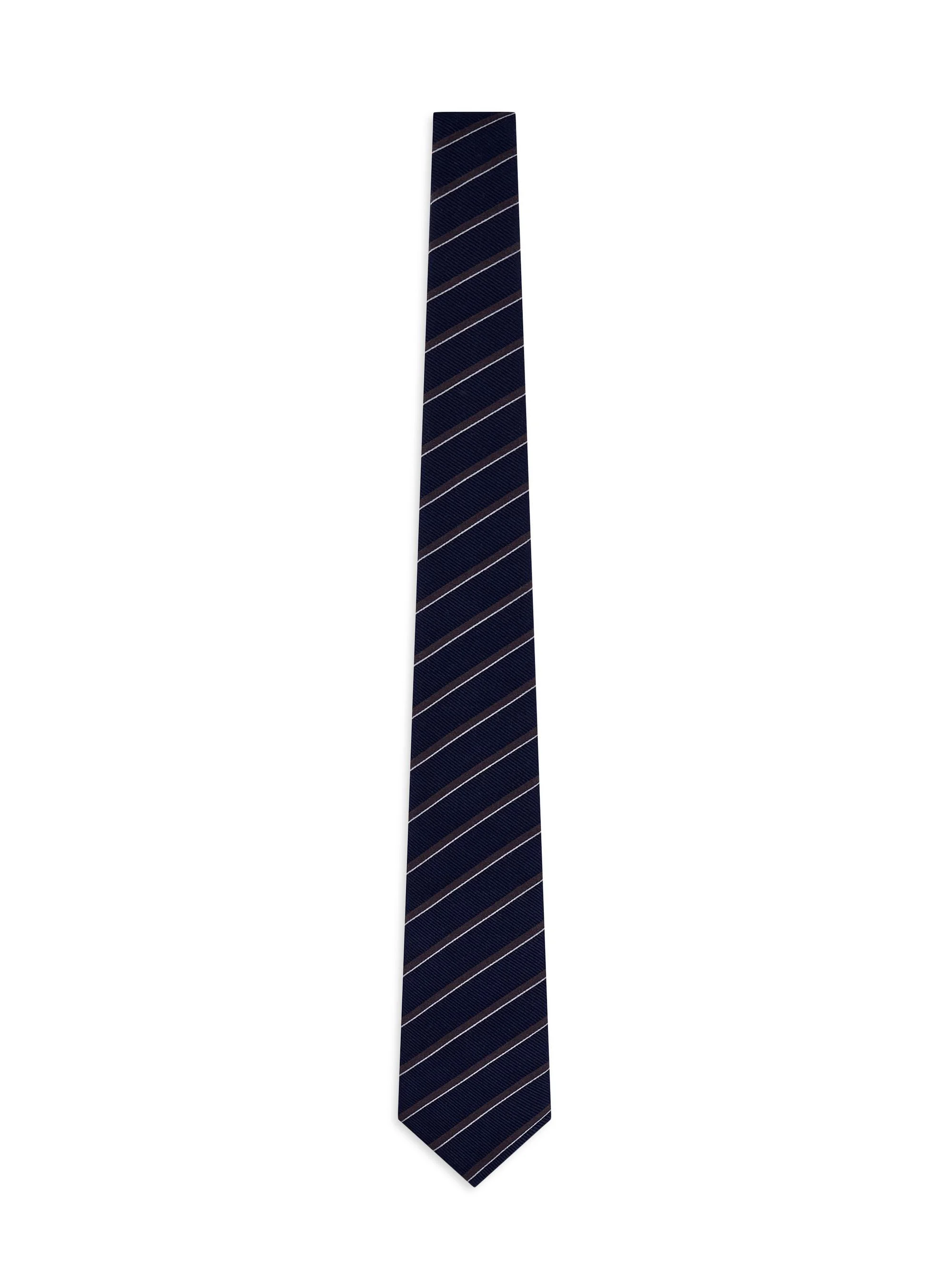 Men's Varsity Striped Silk Tie - Blue Fancy - 1