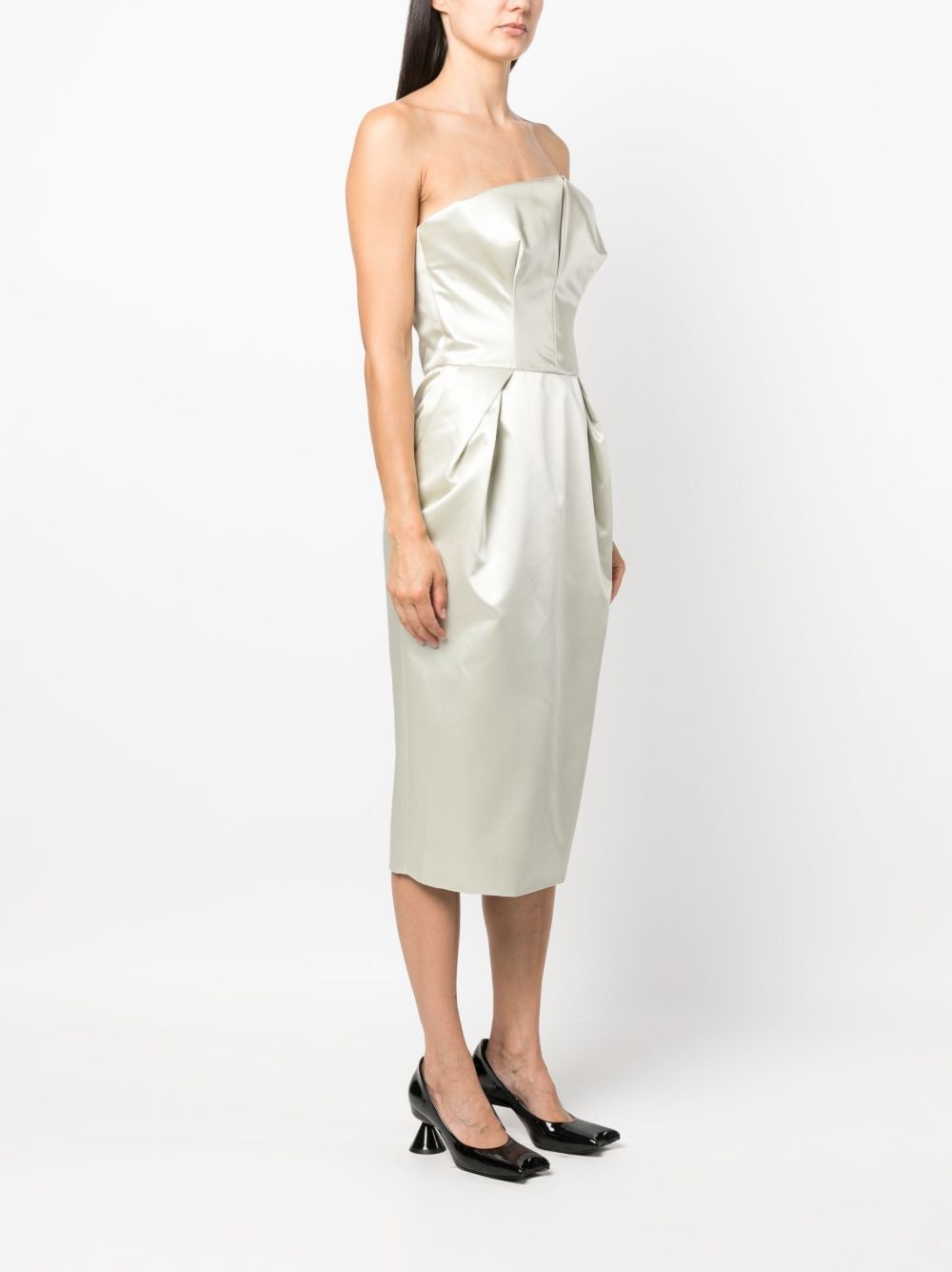 strapless silk midi dress - 3