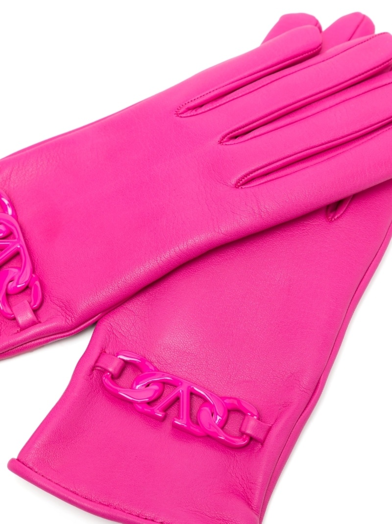 VLogo chain-embellished gloves - 2