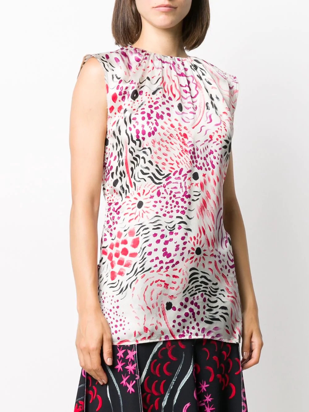 floral print sleeveless blouse - 3