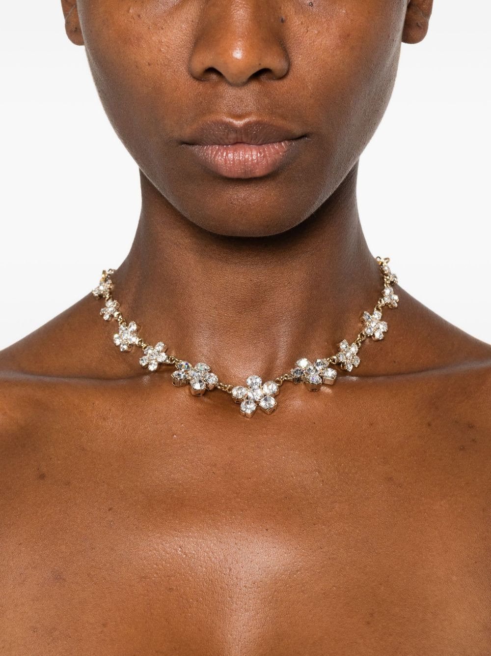 crystal-flower gold necklace - 2