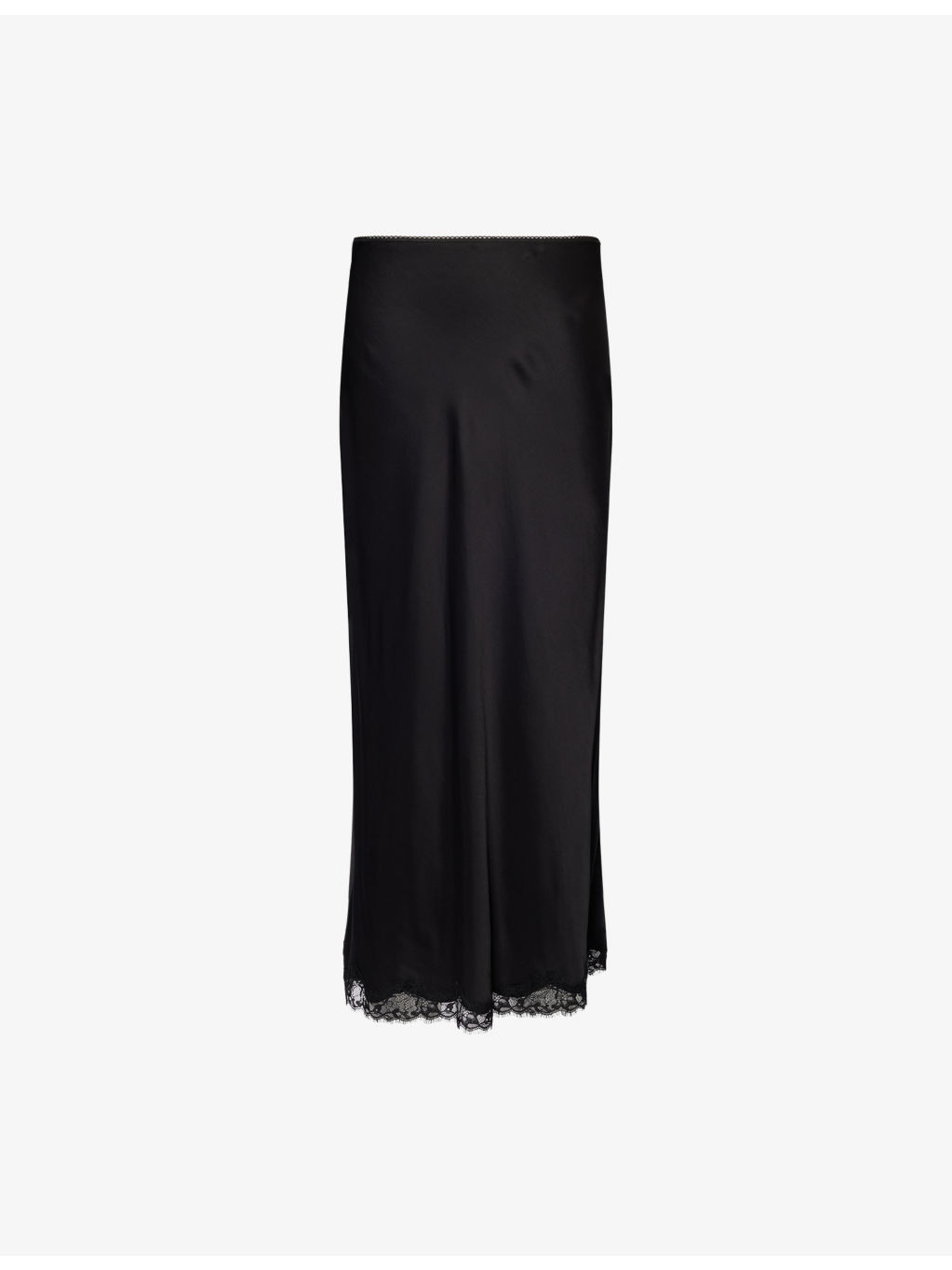 Stassie Lace-Hem Satin Midi Skirt - 1