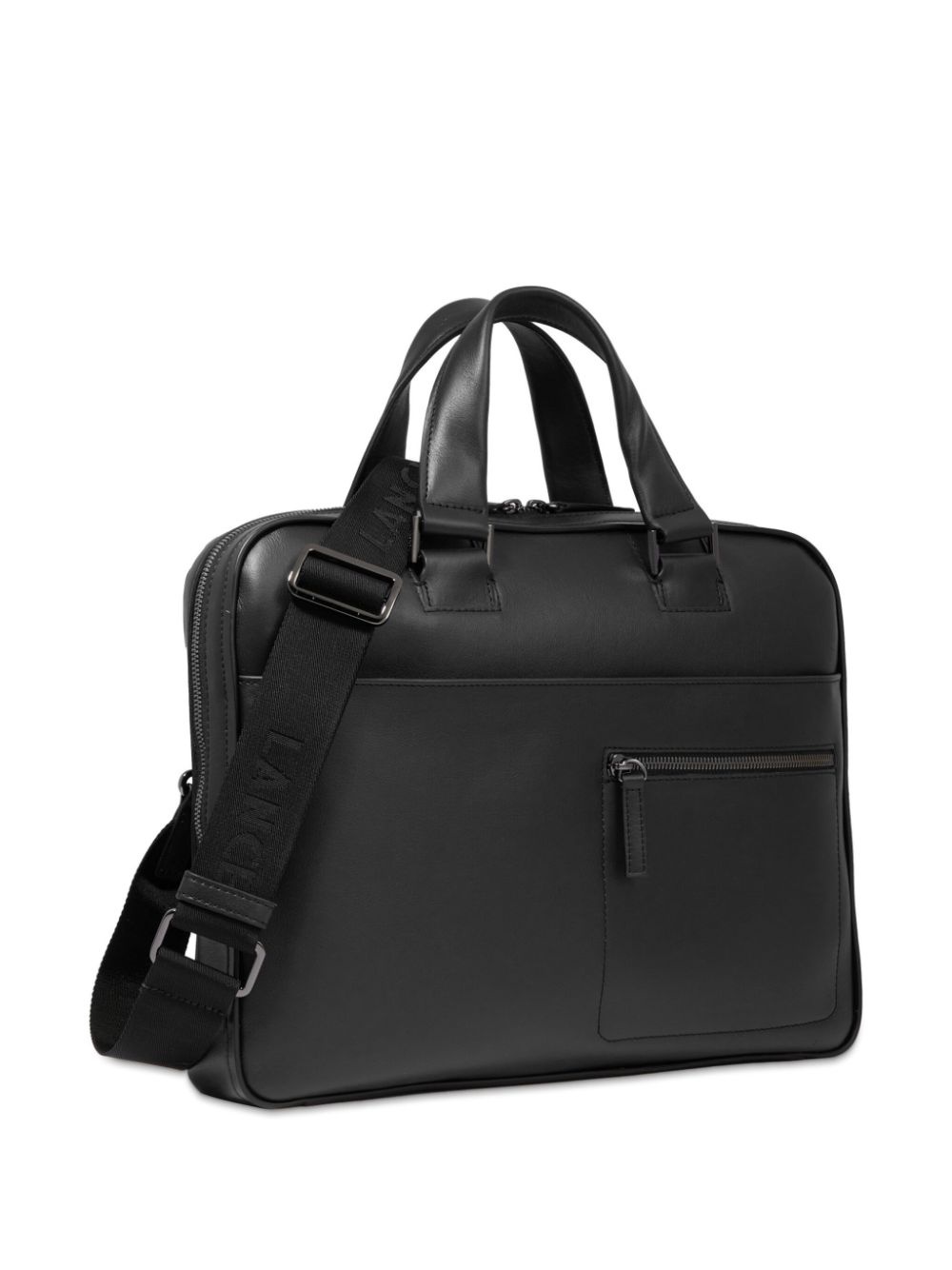 logo-embossed leather laptop bag - 3