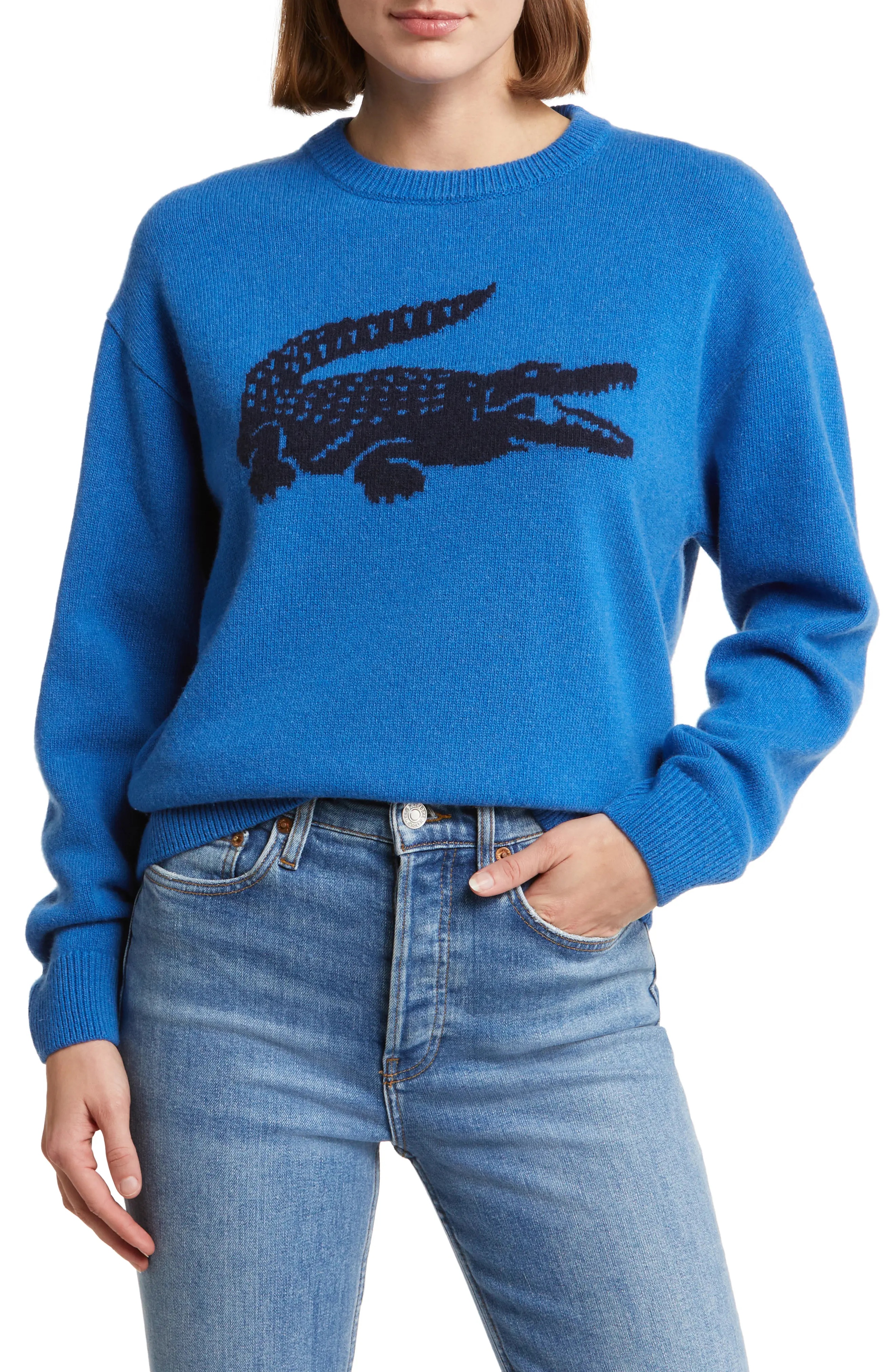 Big Croc Cashmere & Wool Crewneck Sweater in Iq2 Hilo/Marine - 1