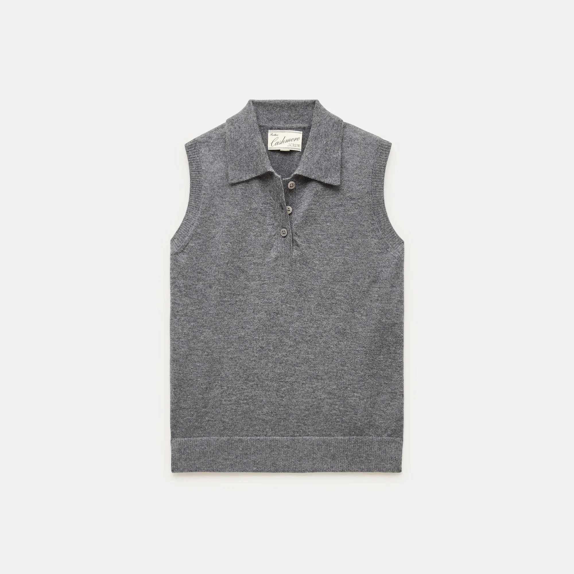 Featherweight cashmere polo sweater shell - 1