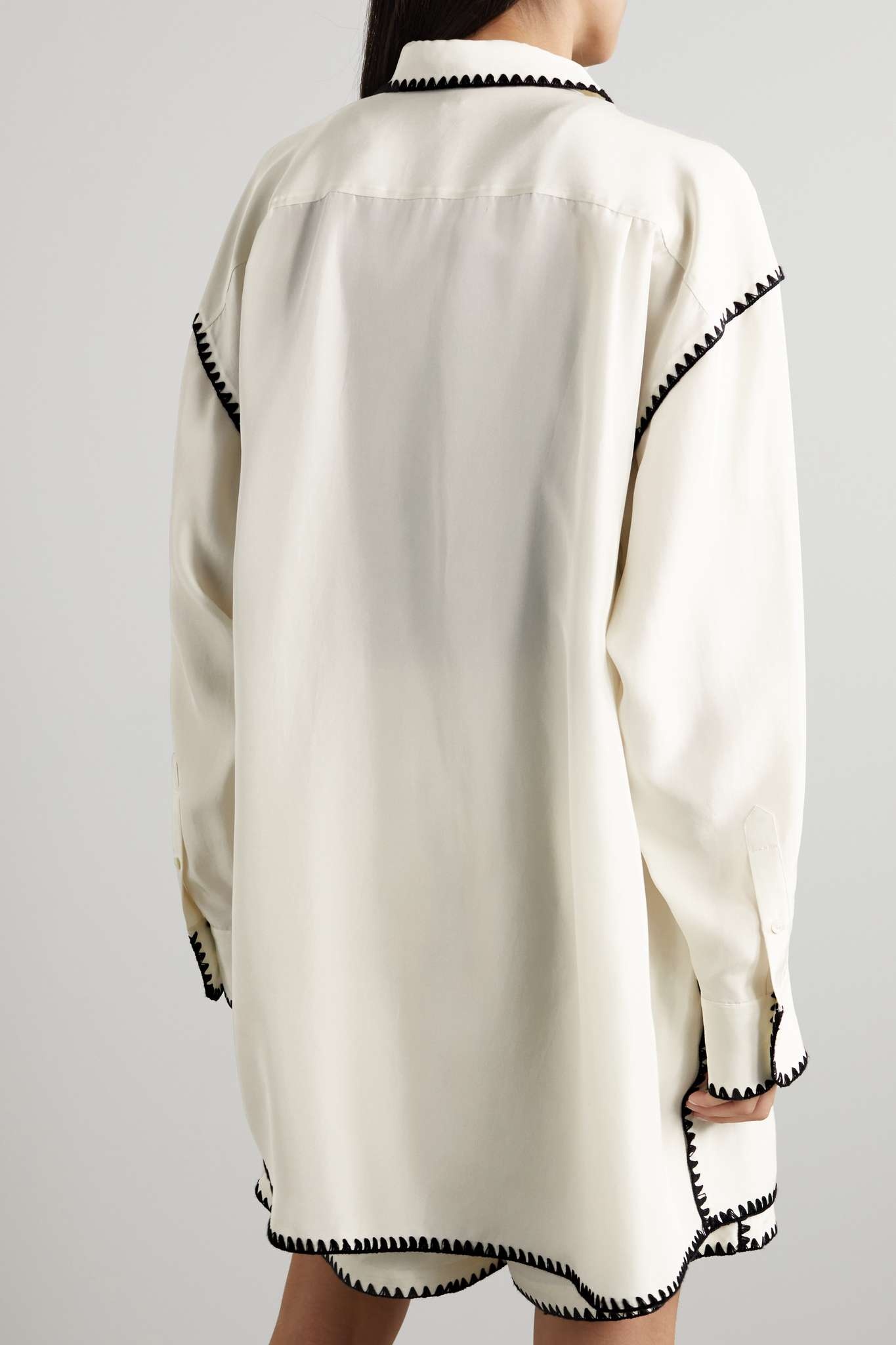 Oversized embroidered silk shirt - 4