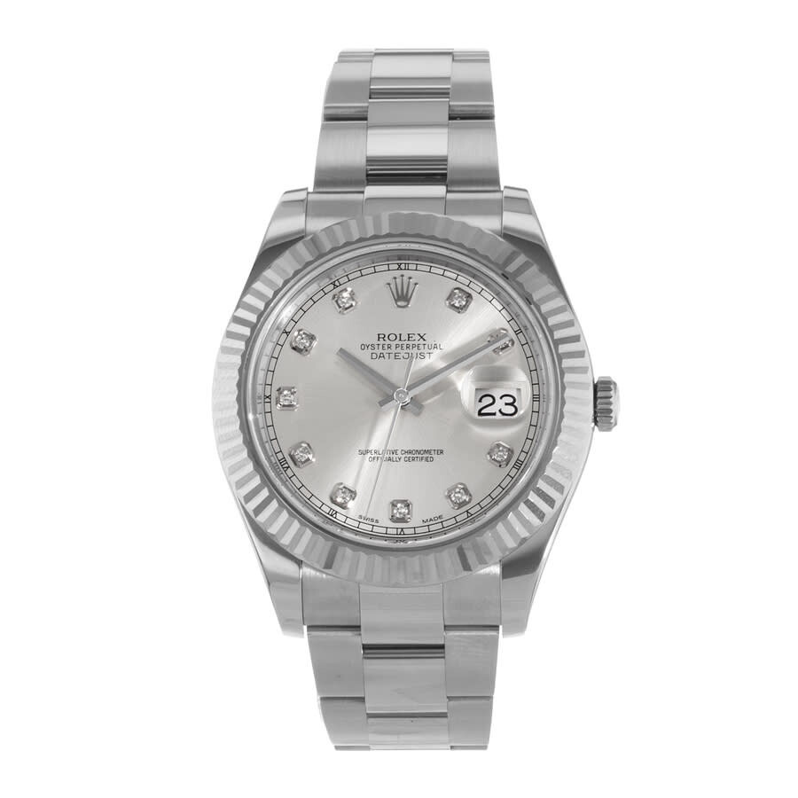 Pre-owned Rolex Datejust II Automatic Chronometer Diamond Silver Dial Men's Watch 116334 SDO - 2
