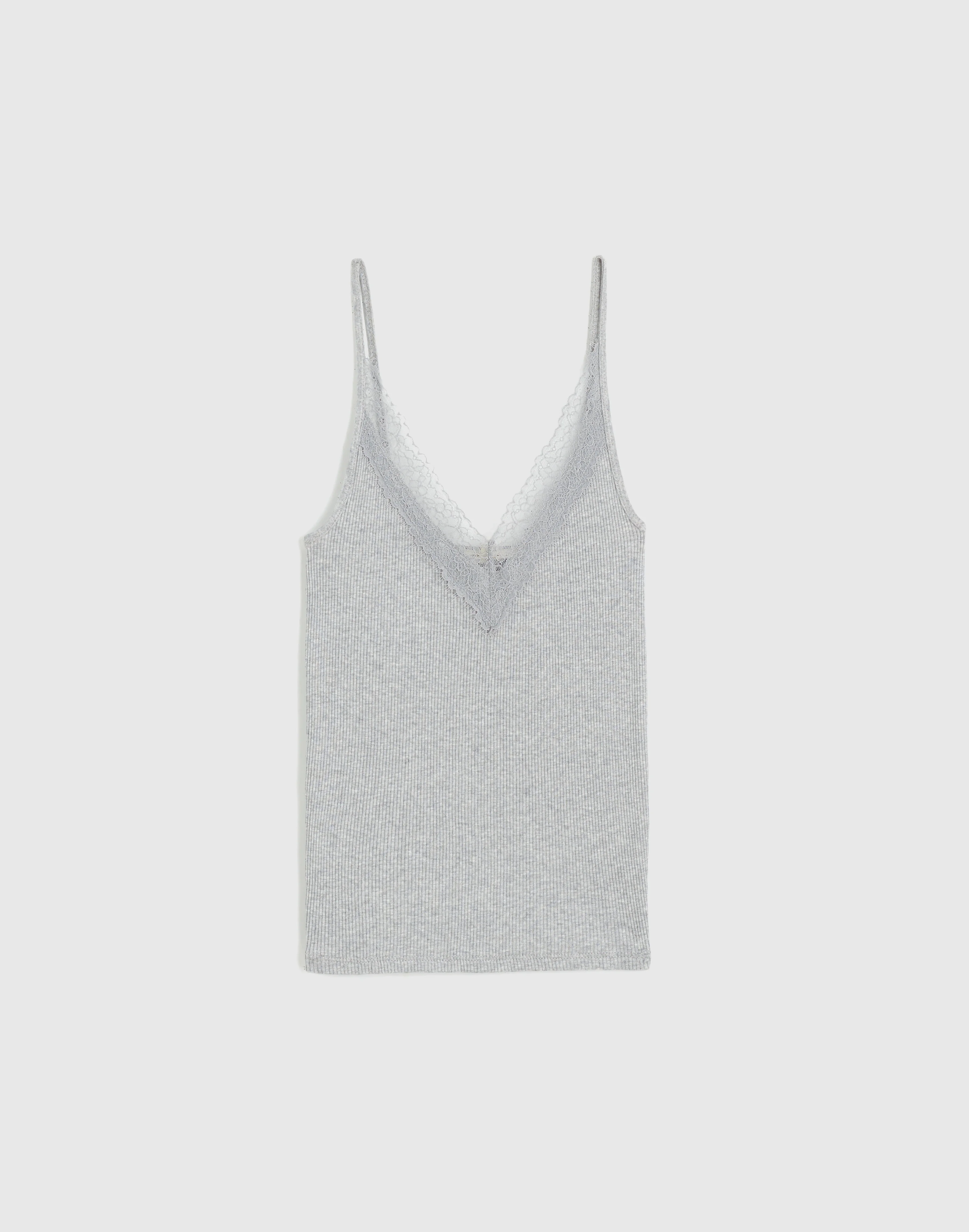 Lace-Trim V-Neck Tank - 1