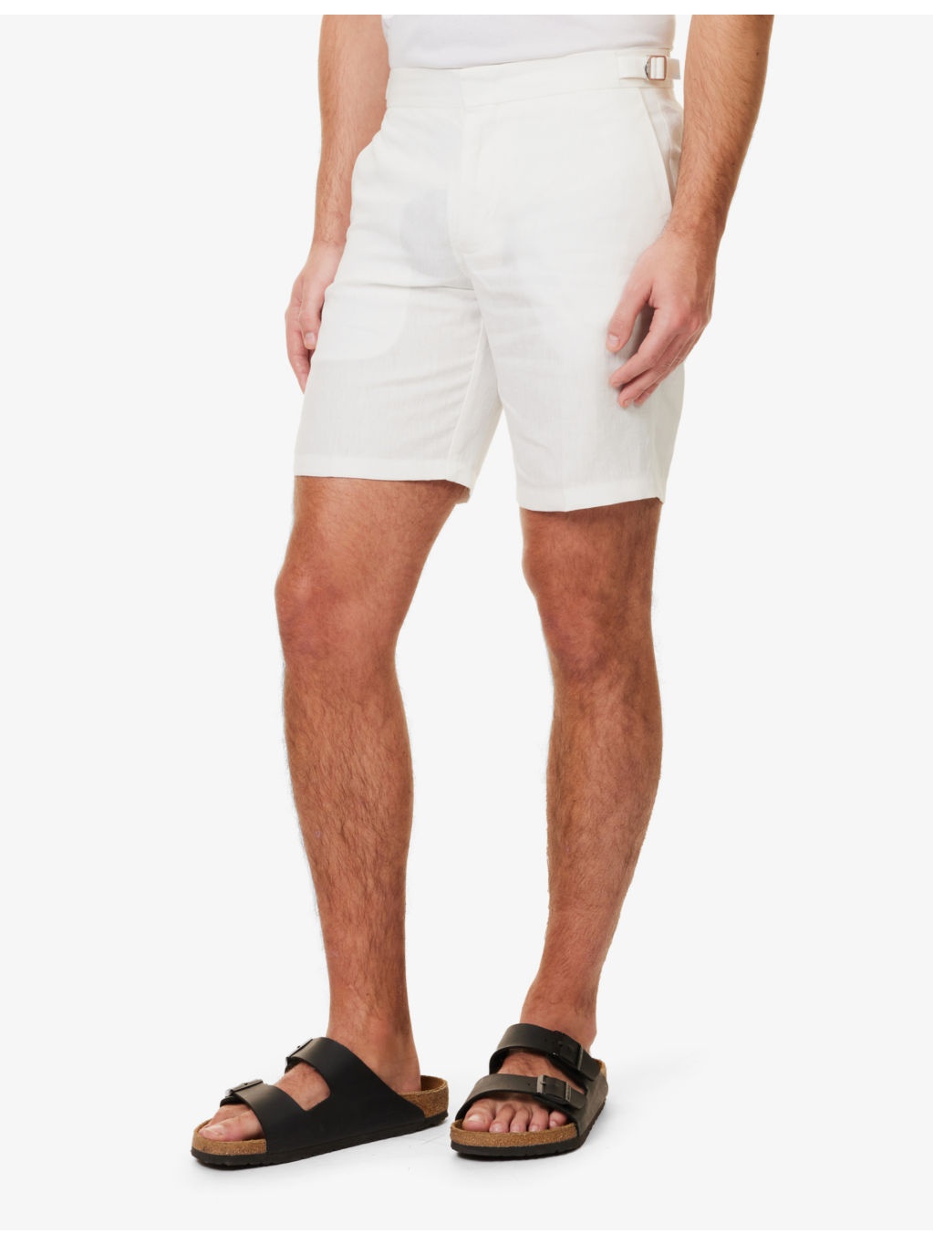 Norwich two-slip-pockets mid-rise regular-fit linen shorts - 3