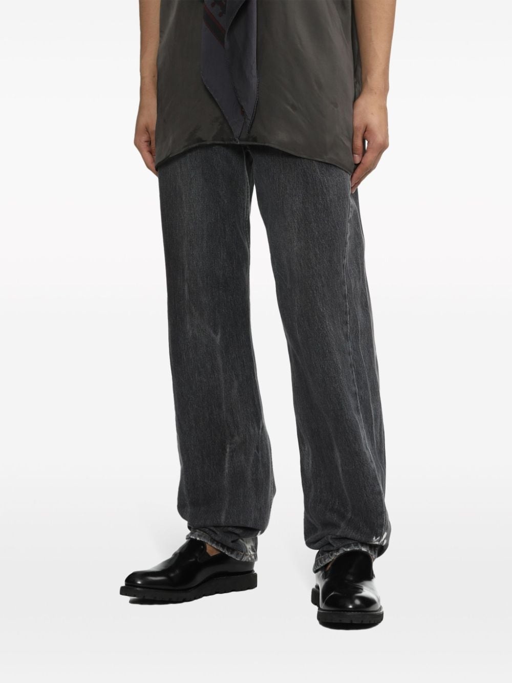 distressed straight-leg jeans - 3