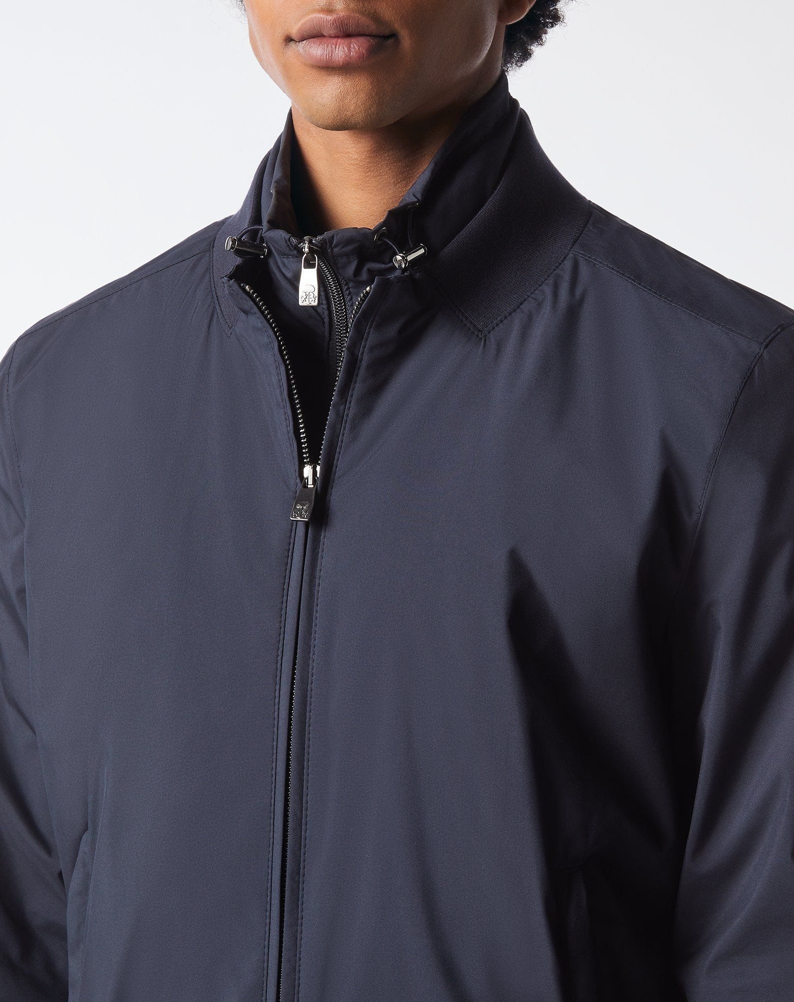 Navy blue technical padded bomber jacket - 3