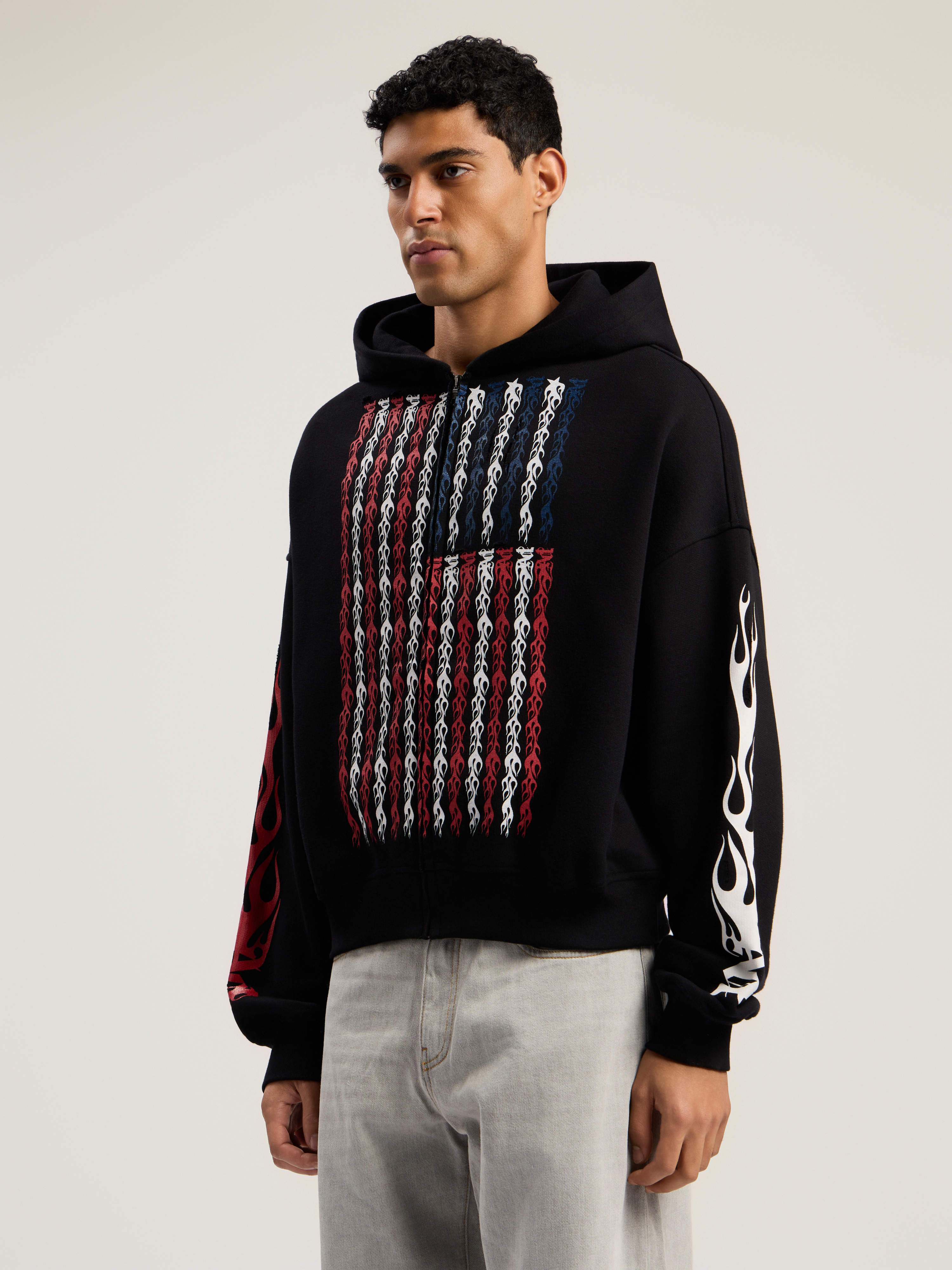 Flames Flag Zip Hoodie - 4