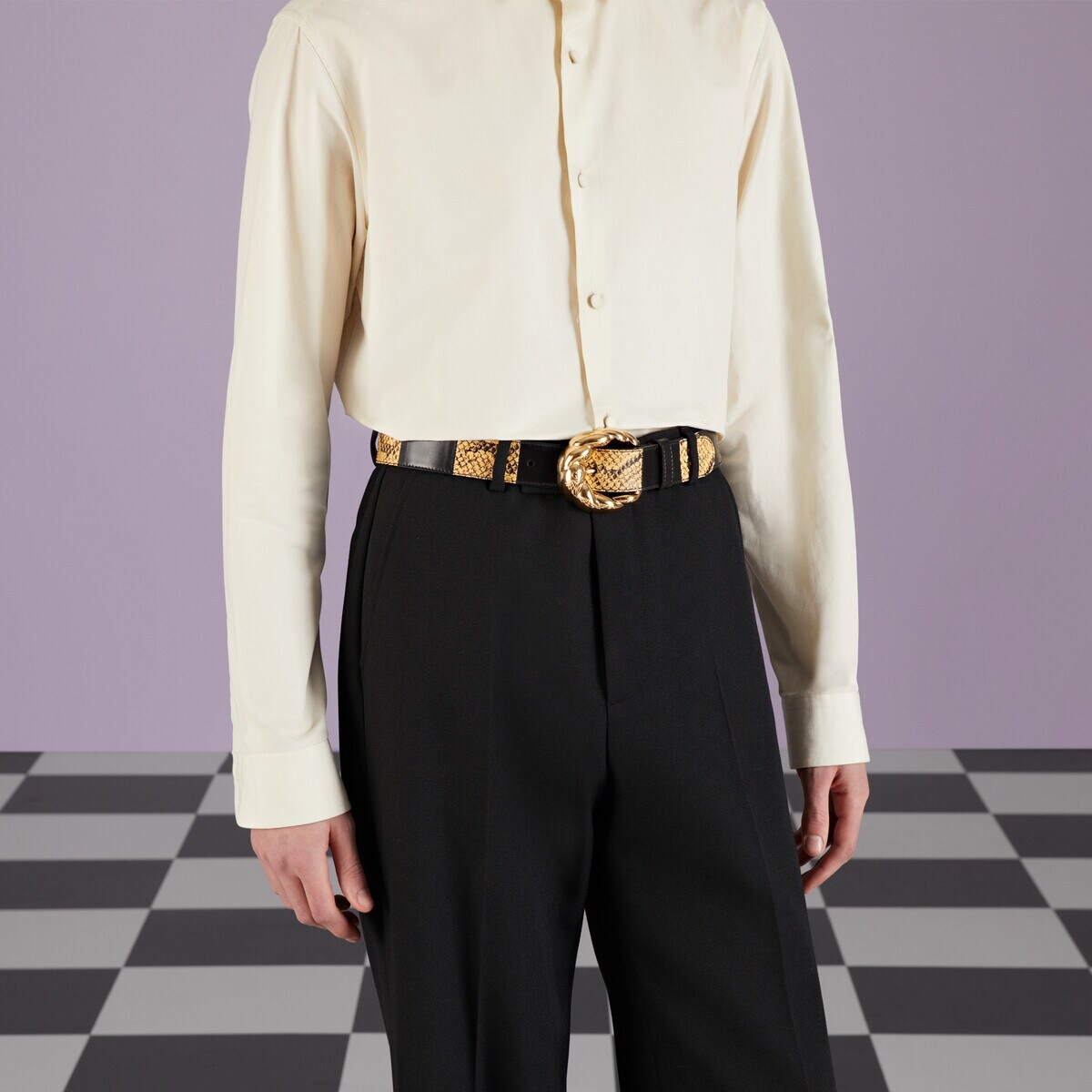 Python belt with torchon buckle - 4