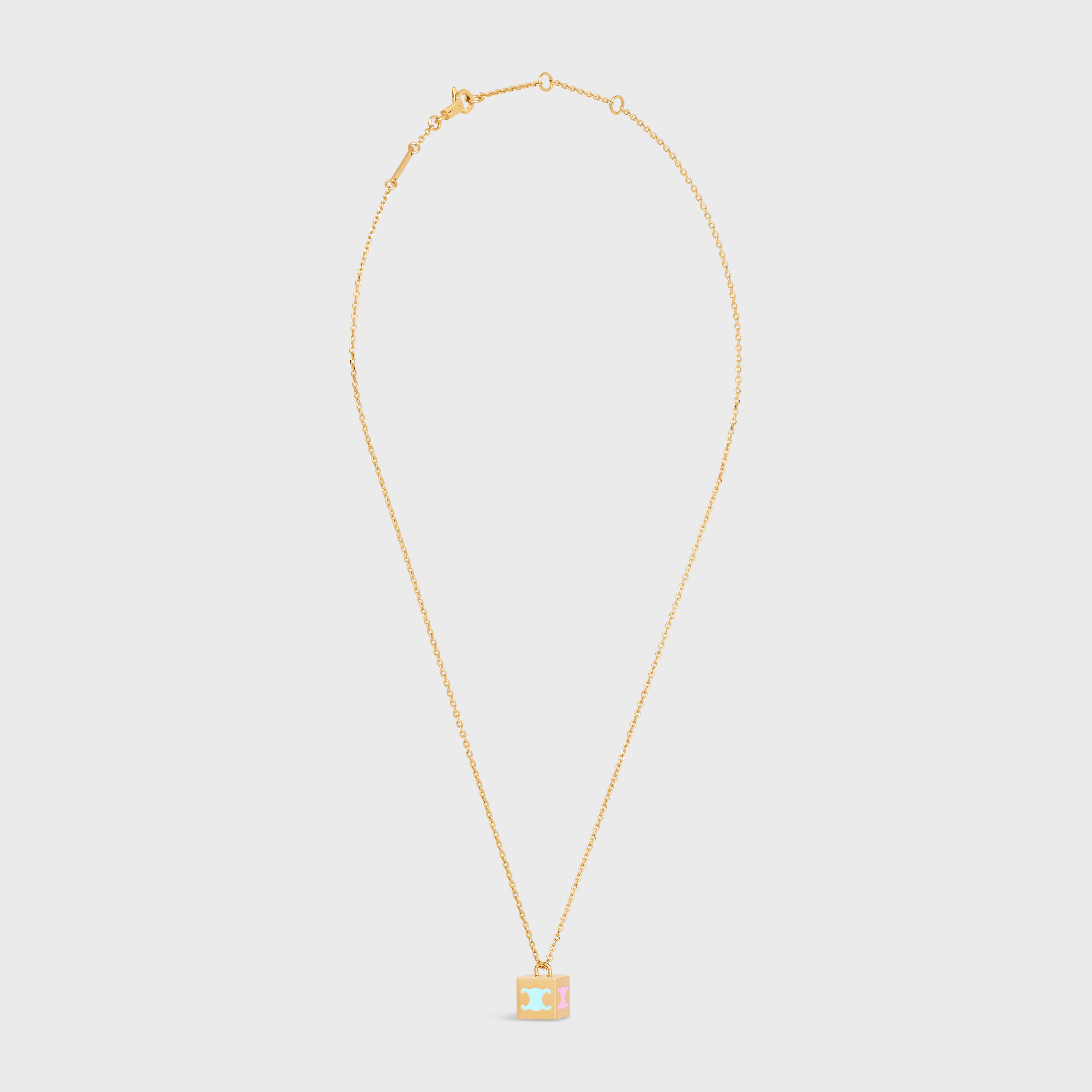 CELINE Triomphe Cube Necklace in Brass with Gold Finish and