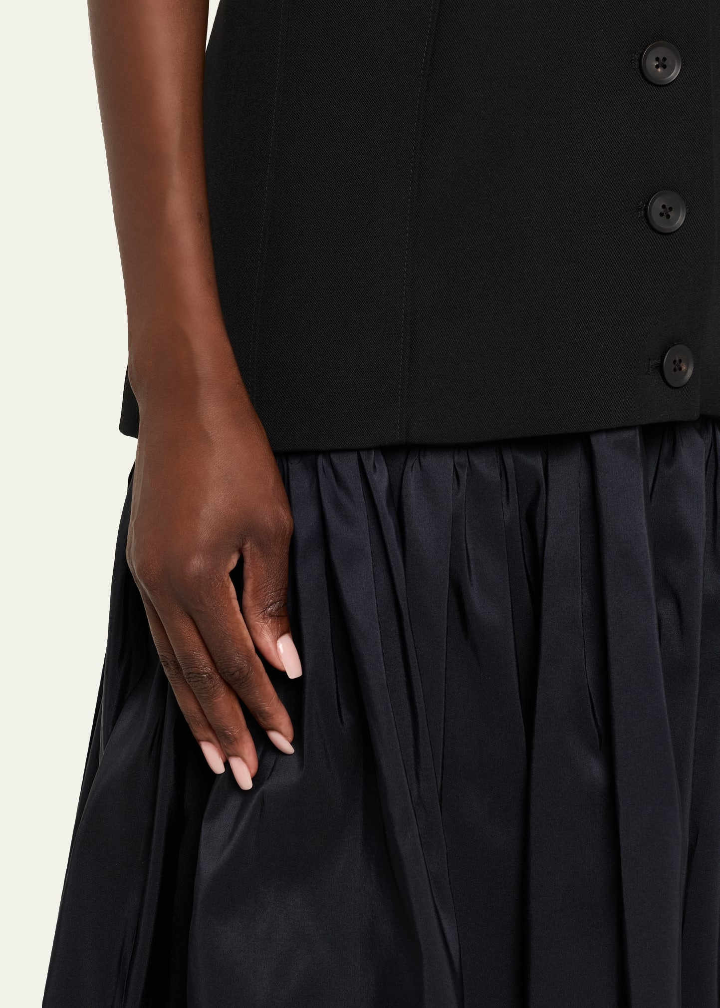 Sleeveless Waistcoat Silk Faille Maxi Dress - 5