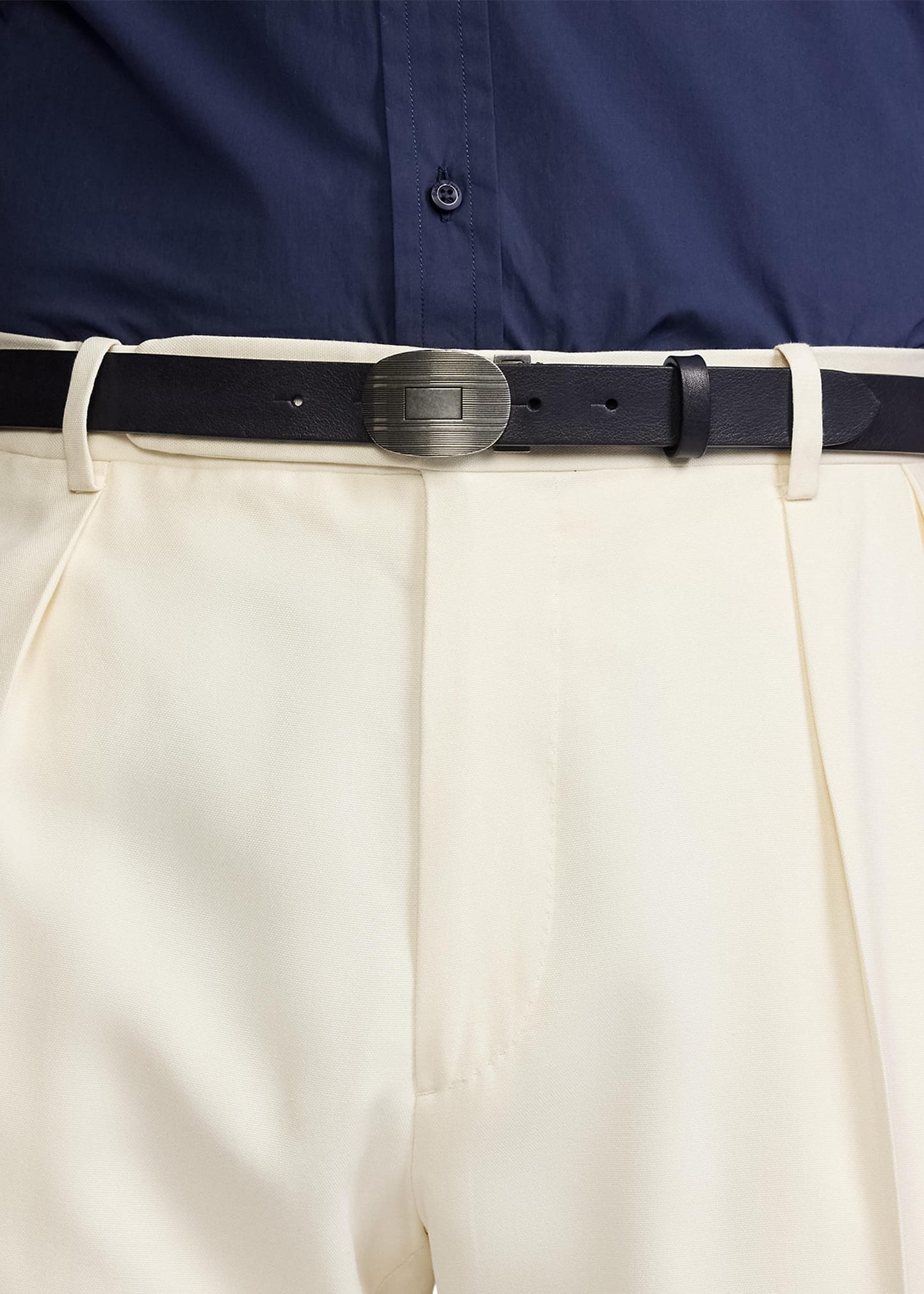 Men's Plaque-Buckle Leather Belt - 2