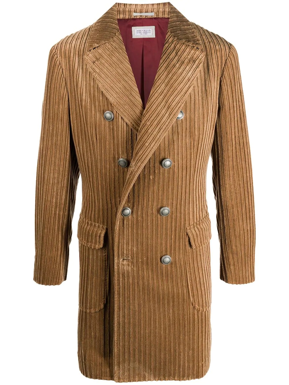 corduroy double-breasted coat - 1