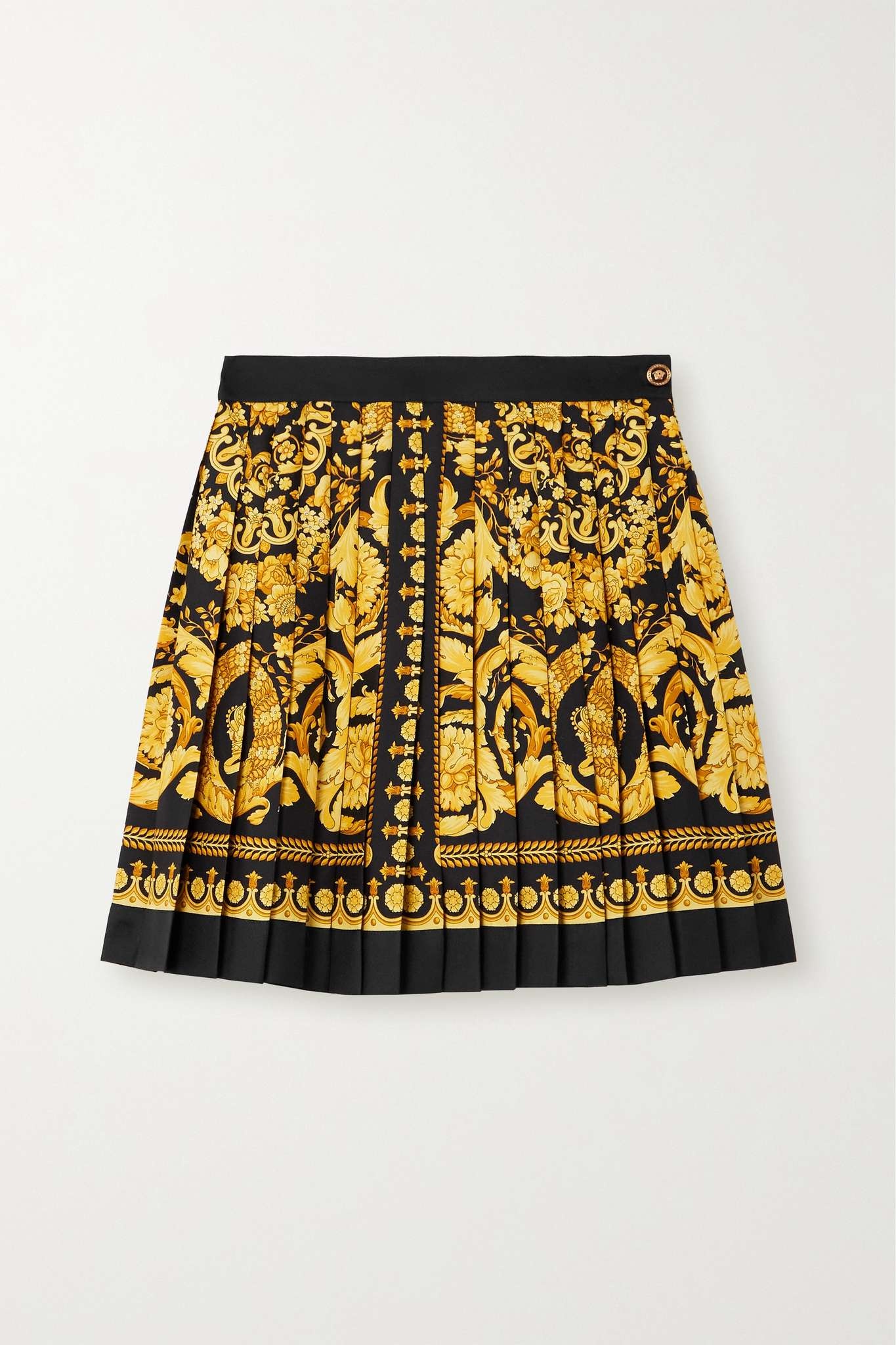 Pleated printed silk-twill mini skirt - 1