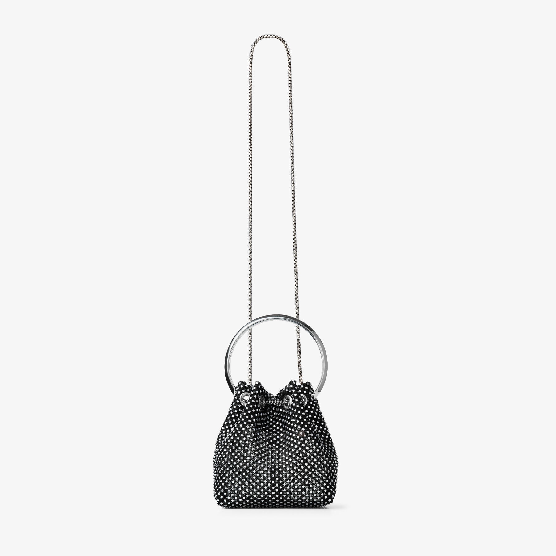 Bon Bon
Black Satin Crystal Mesh Handbag - 6