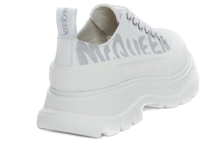 (WMNS) Alexander McQueen Tread Slick Low Lace Up Canvas Graffiti 'White Grey' 676711W4RQ29071 - 4